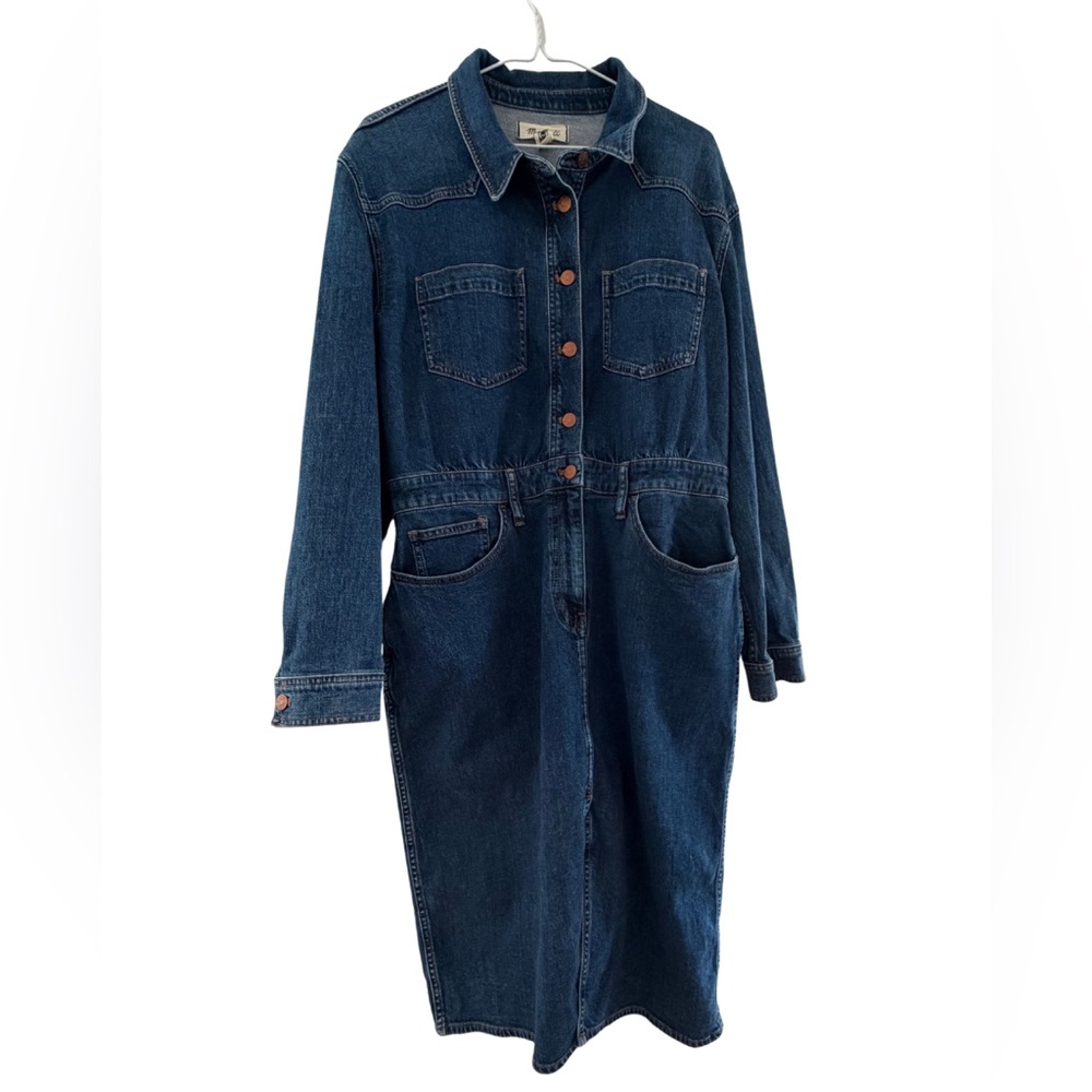 Madewell Denim Western Midi Shirtdress in Laselle Wash Women’s Size 14
